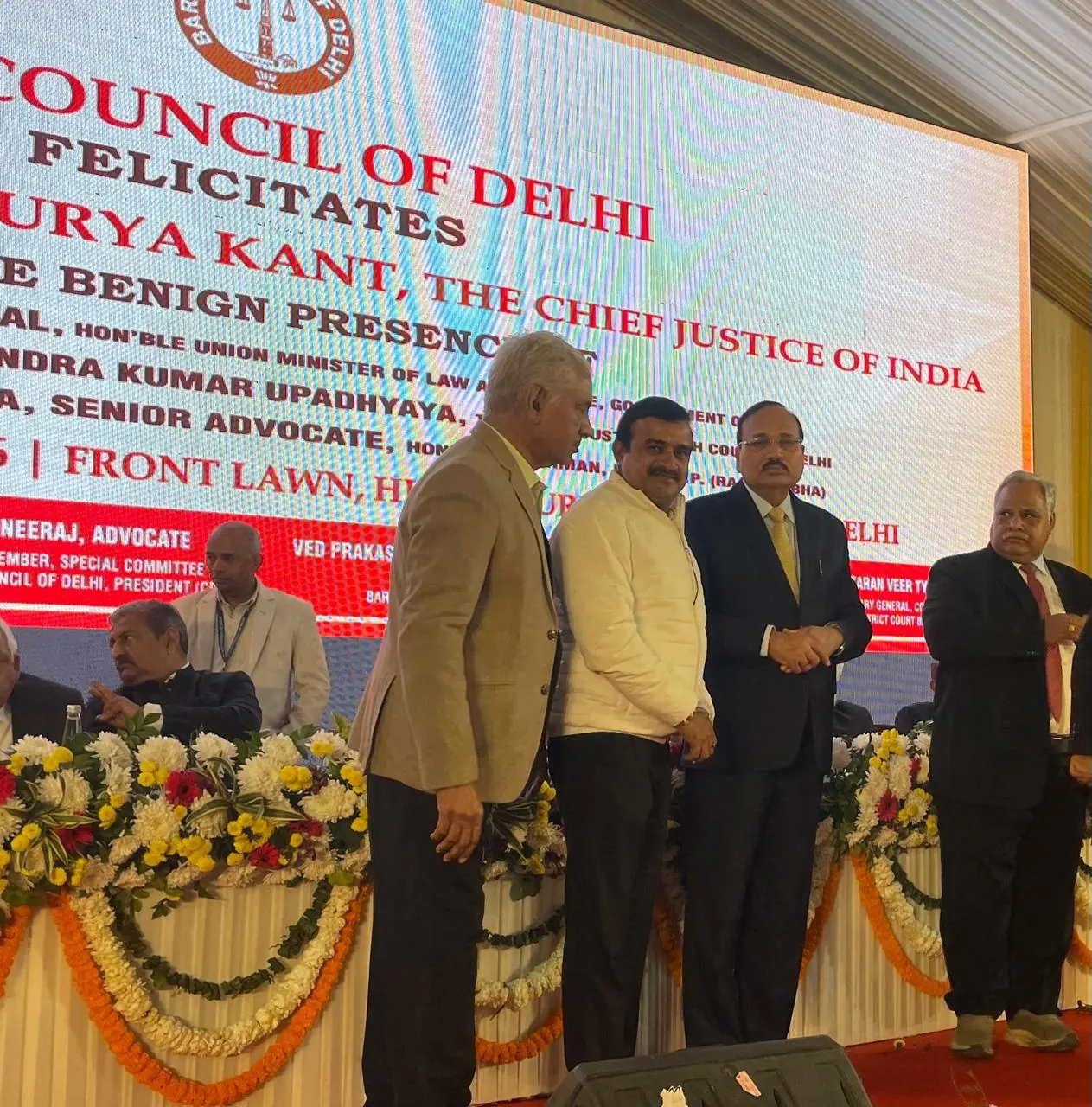 On stage at the Bar Council of Delhi's felicitation of the Hon'ble Chief Justice of India