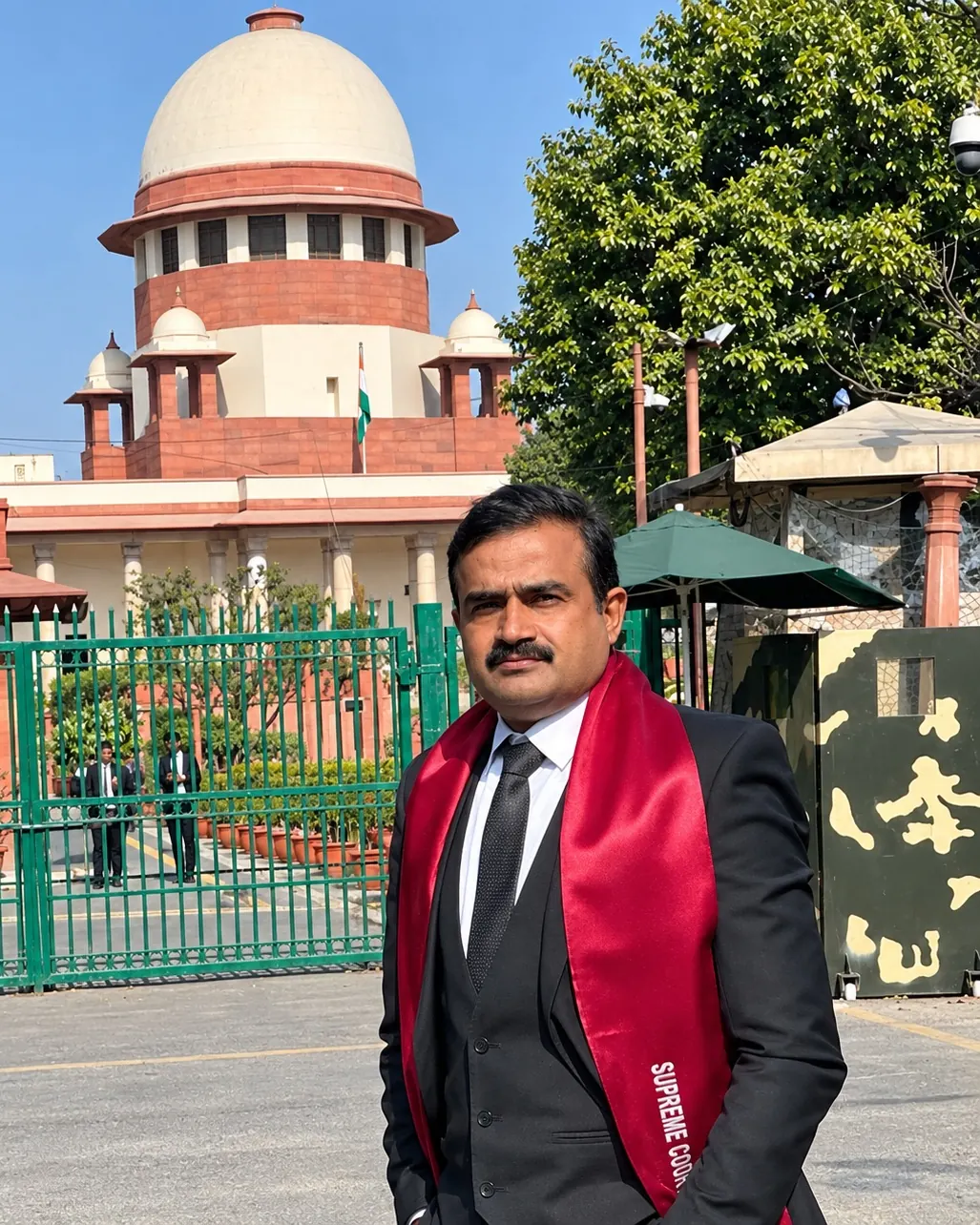 Adv. Nitin Yadav outside the Supreme Court of India